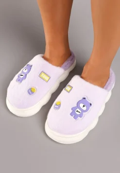 Fioletowe Kapcie na Platformie Ozdobione Aplikacjami 3D Sailese