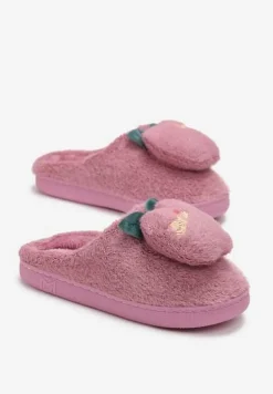 Fioletowe Kapcie Ozdobione Naszywką Jabłuszkiem Anzerames