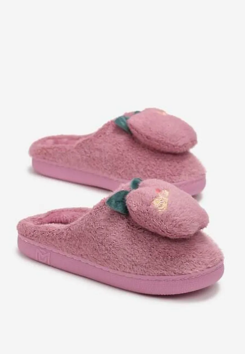Fioletowe Kapcie Ozdobione Naszywką Jabłuszkiem Anzerames