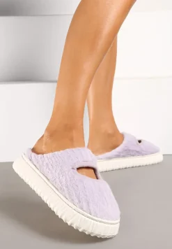 Fioletowe Kapcie Pluszowe z Wycięciem na Nosku Tamiviela