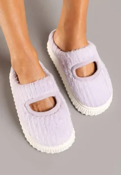 Fioletowe Kapcie Pluszowe z Wycięciem na Nosku Tamiviela