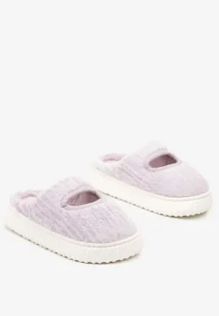 Fioletowe Kapcie Pluszowe z Wycięciem na Nosku Tamiviela