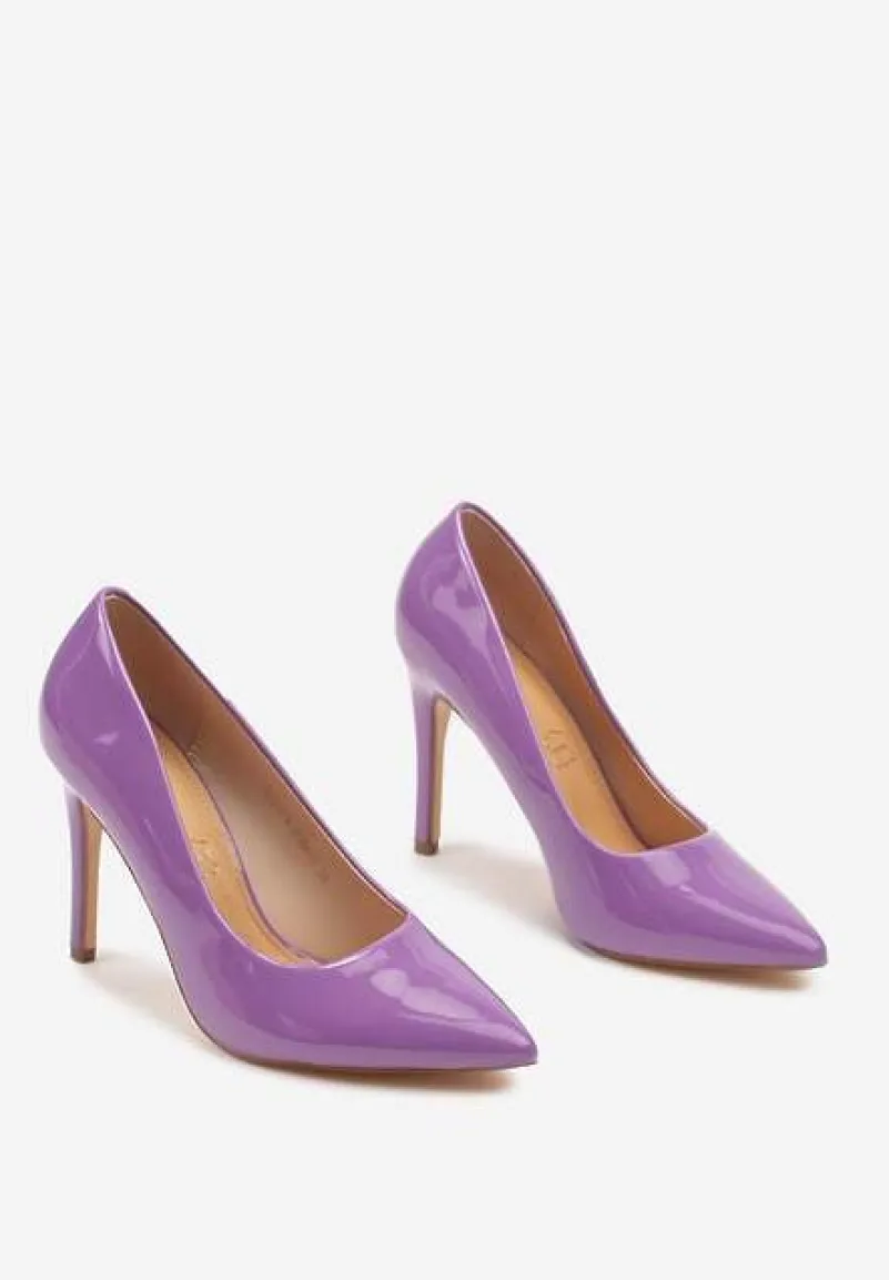 Fioletowe Lakierowane Eleganckie Szpilki Vices z Wkładką ze Skóry Naturalnej Innalora