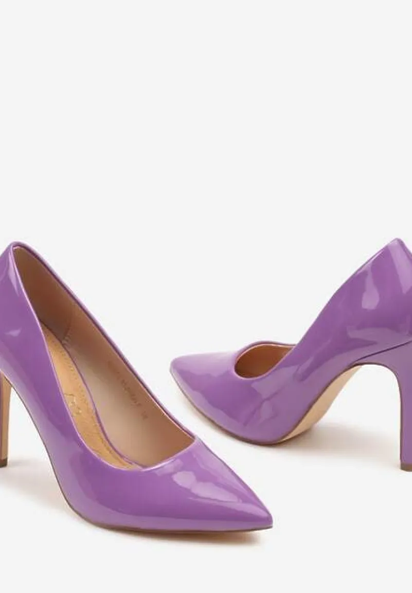 Fioletowe Lakierowane Eleganckie Szpilki Vices z Wkładką ze Skóry Naturalnej Innalora