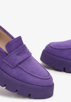 Fioletowe Mokasyny na Grubej Podeszwie z Protektorem Misal