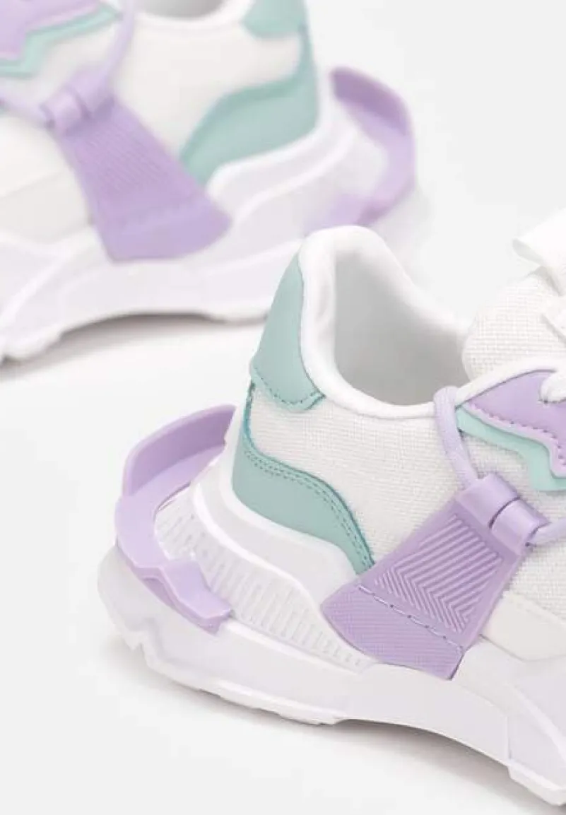 Fioletowe Sneakersy z Ozdobnym Sznurowaniem i Taśmami Larvel
