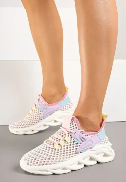 Fioletowe Sneakersy z Siateczki na Piankowej Podeszwie z Wycięciami Sanilova