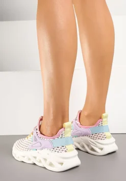 Fioletowe Sneakersy z Siateczki na Piankowej Podeszwie z Wycięciami Sanilova