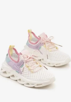 Fioletowe Sneakersy z Siateczki na Piankowej Podeszwie z Wycięciami Sanilova