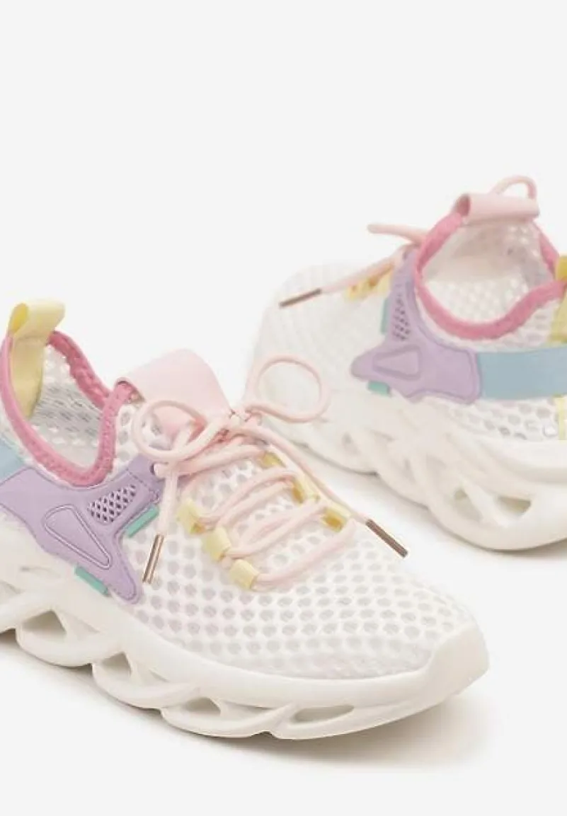 Fioletowe Sneakersy z Siateczki na Piankowej Podeszwie z Wycięciami Sanilova