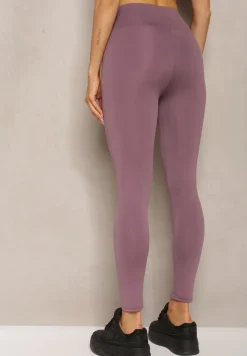 Fioletowe Sportowe Legginsy High Waist Vesara
