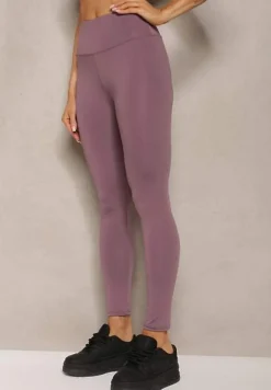 Fioletowe Sportowe Legginsy High Waist Vesara