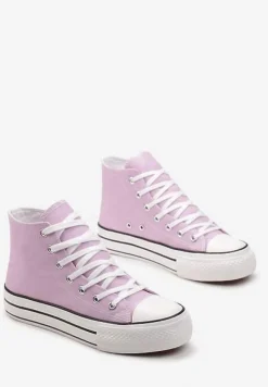 Fioletowe Sznurowane Trampki z Cholewką za Kostkę Raniea