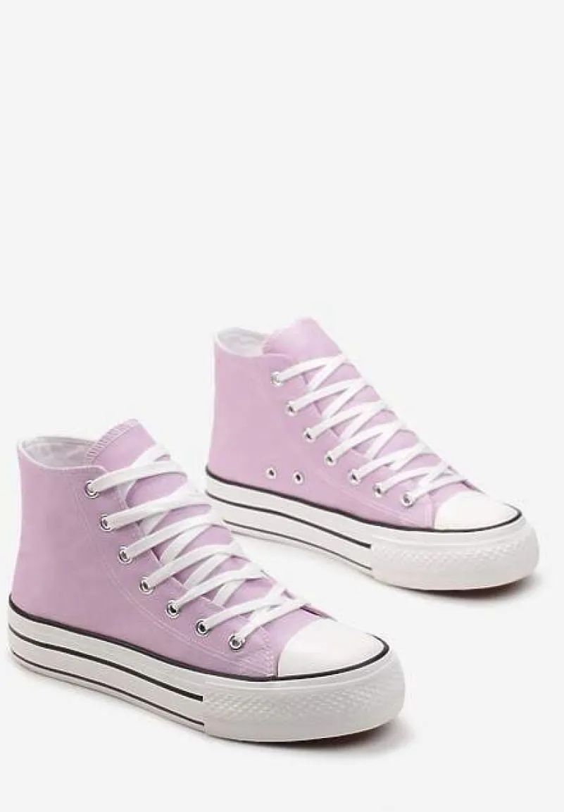 Fioletowe Sznurowane Trampki z Cholewką za Kostkę Raniea