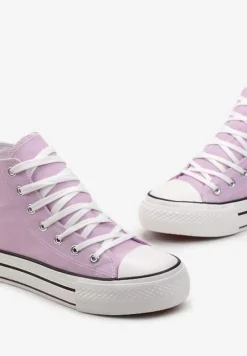 Fioletowe Sznurowane Trampki z Cholewką za Kostkę Raniea