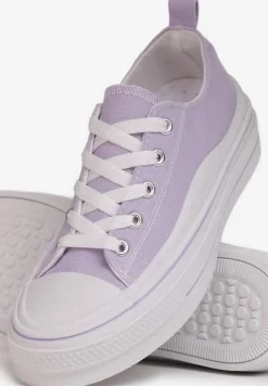 Fioletowe Sznurowane Trampki na Grubej Podeszwie Dayami