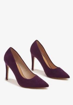 Fioletowe Szpilki Vices z Wkładką ze Skóry Naturalnej Innatia