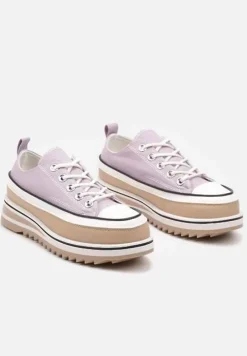 Fioletowe Trampki na Masywnej Platformie z Cholewką przed Kostkę Ableeva