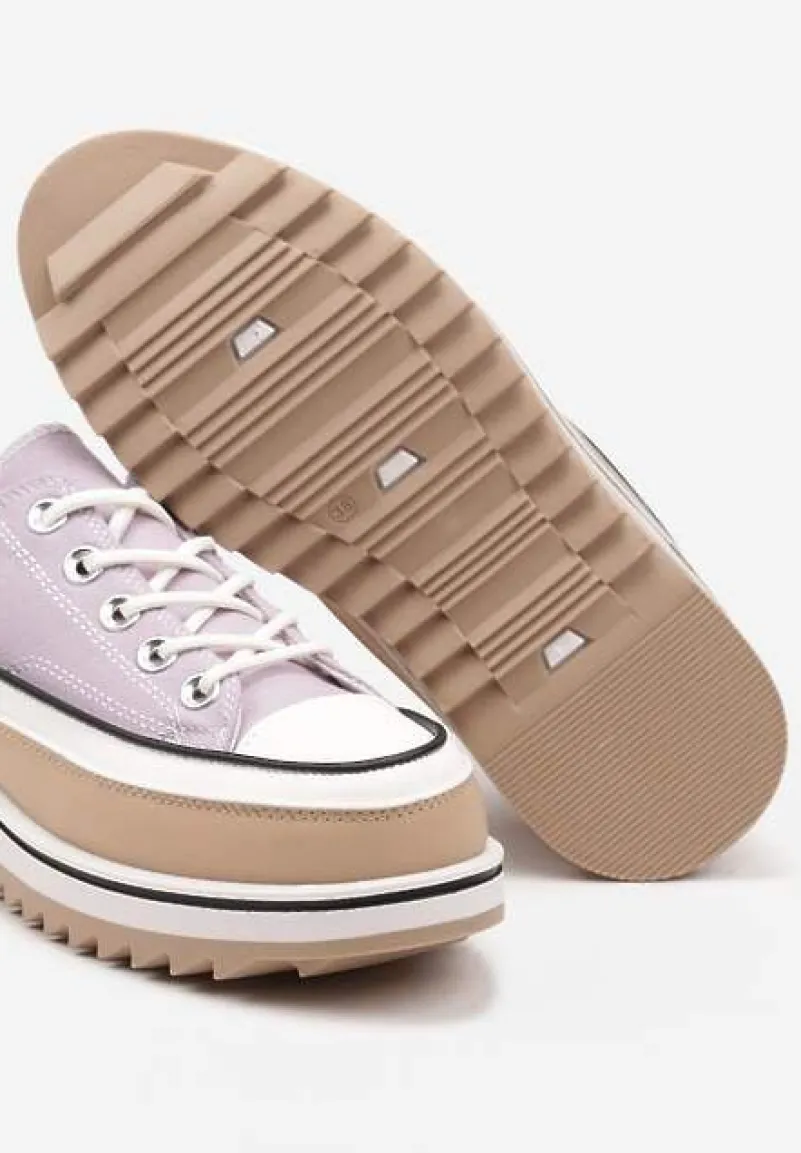 Fioletowe Trampki na Masywnej Platformie z Cholewką przed Kostkę Ableeva