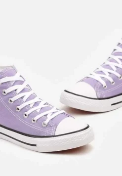 Fioletowe Trampki na Płaskiej Podeszwie z Lamówką Vinys