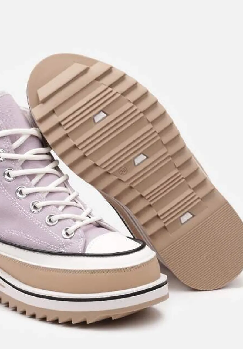 Fioletowe Trampki na Wysokiej Platformie z Cholewką za Kostkę Anlitela