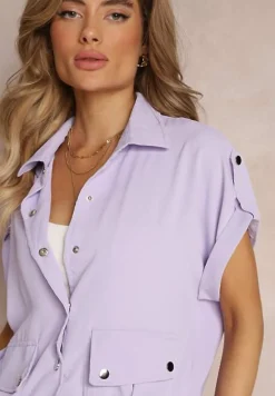 Fioletowy 2-częściowy Komplet z Bluzką i Spodniami Ezrala