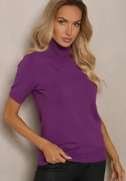 Fioletowy Golf z Dodatkiem Kaszmiru i Krótkim Rękawem Edirana