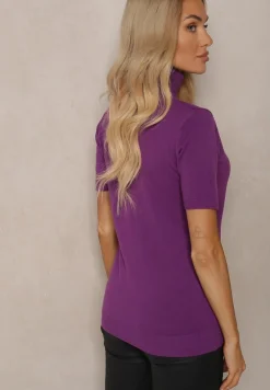 Fioletowy Golf z Dodatkiem Kaszmiru i Krótkim Rękawem Edirana