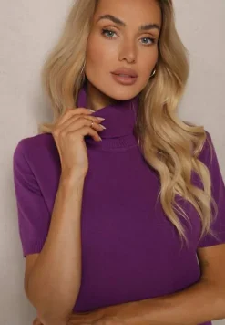 Fioletowy Golf z Dodatkiem Kaszmiru i Krótkim Rękawem Edirana