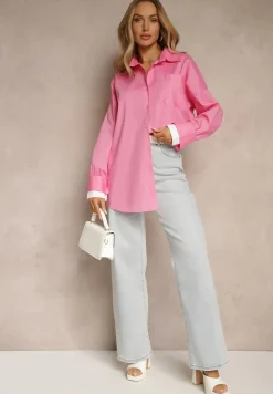 Fuksjowa Bawełniana Koszula Typu Oversize Ronmira