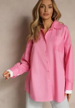 Fuksjowa Bawełniana Koszula Typu Oversize Ronmira