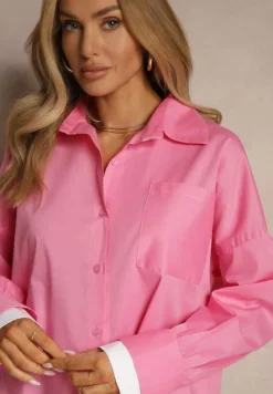 Fuksjowa Bawełniana Koszula Typu Oversize Ronmira