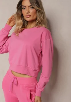 Fuksjowa Bluza z Bawełną ze Ściągaczami przy Rękawach i w Pasie Alberia