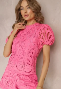 Fuksjowa Bluzka Koronkowa Fanoos