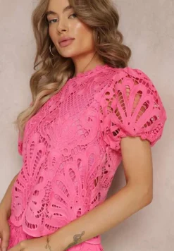 Fuksjowa Bluzka Koronkowa Fanoos