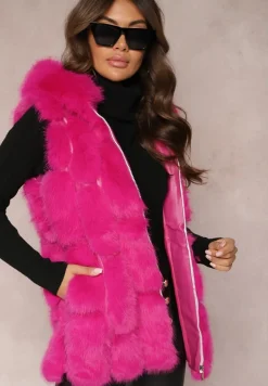 Fuksjowa Futrzana Kamizelka z Kapturem Konessa