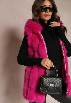 Fuksjowa Futrzana Kamizelka z Kapturem Konessa