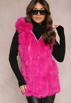 Fuksjowa Futrzana Kamizelka z Kapturem Konessa
