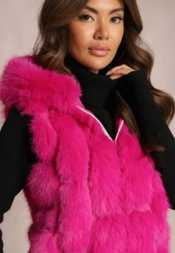 Fuksjowa Futrzana Kamizelka z Kapturem Konessa