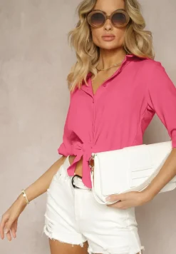 Fuksjowa Koszula z Rękawami z Możliwością Podpięcia Wiązana na Dole Zapinana na Guziki Sanesria