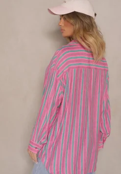 Fuksjowa Koszula z Wiskozą w Paski Liasolene