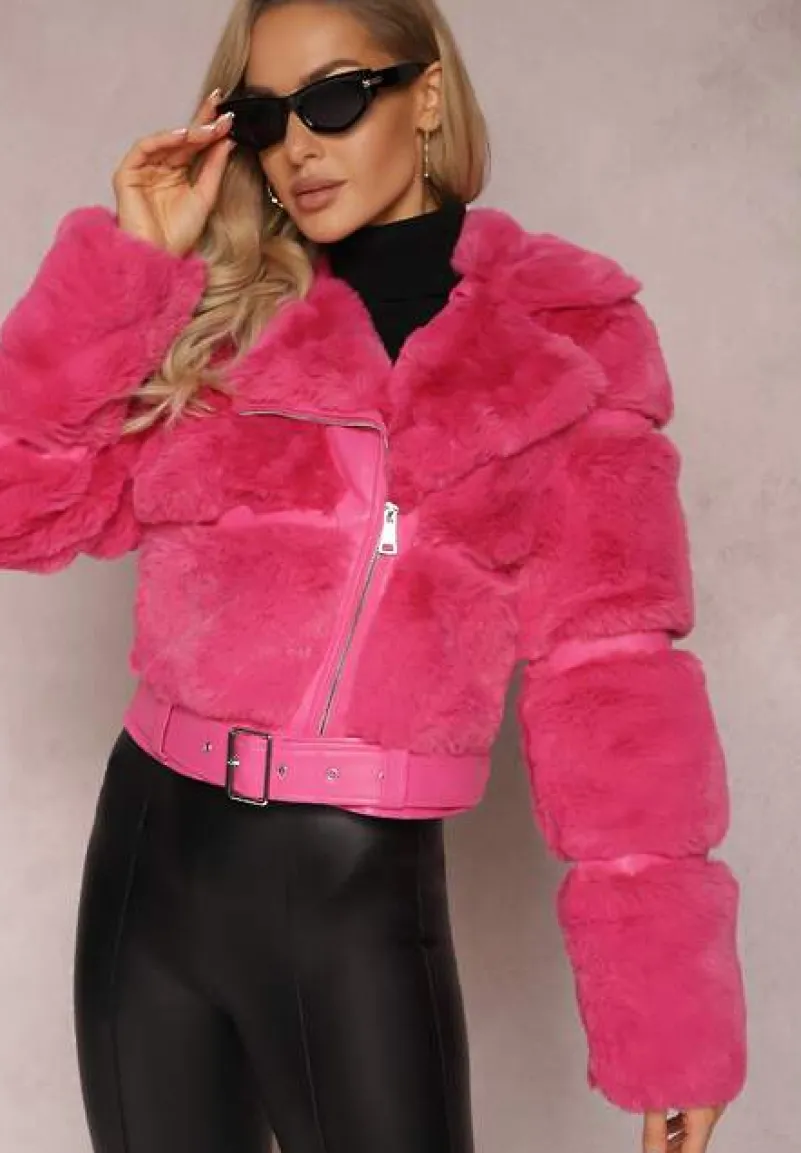 Fuksjowa Kurtka z Futerkiem Shetty