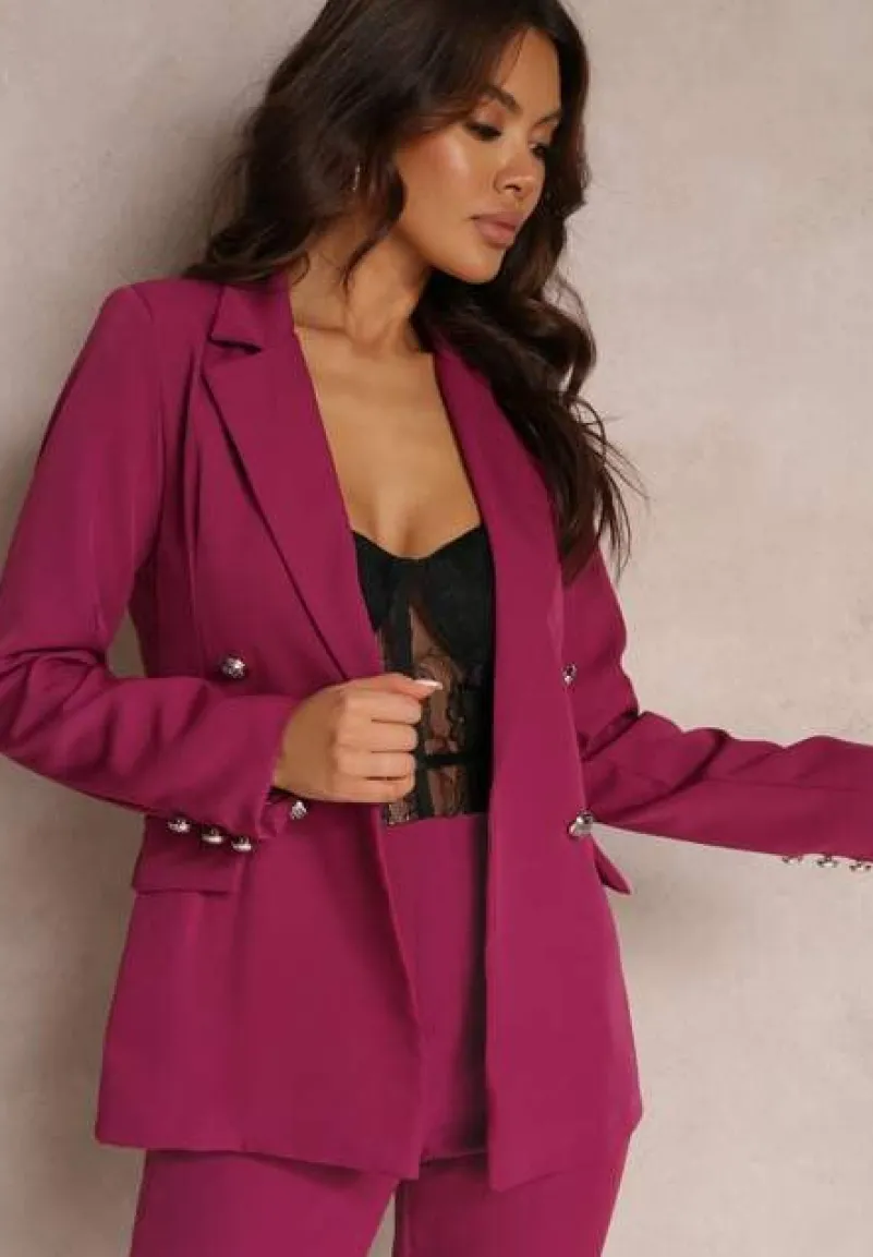 Fuksjowa Marynarka Niezapinana z Dekoracyjnymi Guzikami Cose