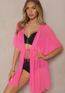 Fuksjowa Siateczkowa Narzutka Plażowa z Wiązaniem Sadeoliae