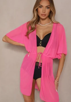 Fuksjowa Siateczkowa Narzutka Plażowa z Wiązaniem Sadeoliae