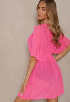 Fuksjowa Siateczkowa Narzutka Plażowa z Wiązaniem Sadeoliae