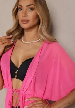 Fuksjowa Siateczkowa Narzutka Plażowa z Wiązaniem Sadeoliae