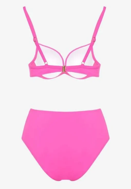Fuksjowe Basicowe Bikini Biustonosz i Majtki Figi Natonea