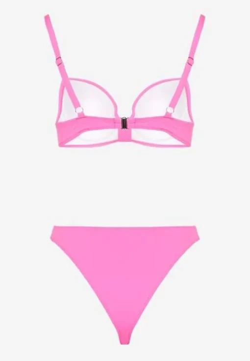 Fuksjowe Bikini Biustonosz i Majtki Figi z Aplikacją z Cyrkoniami Nateria