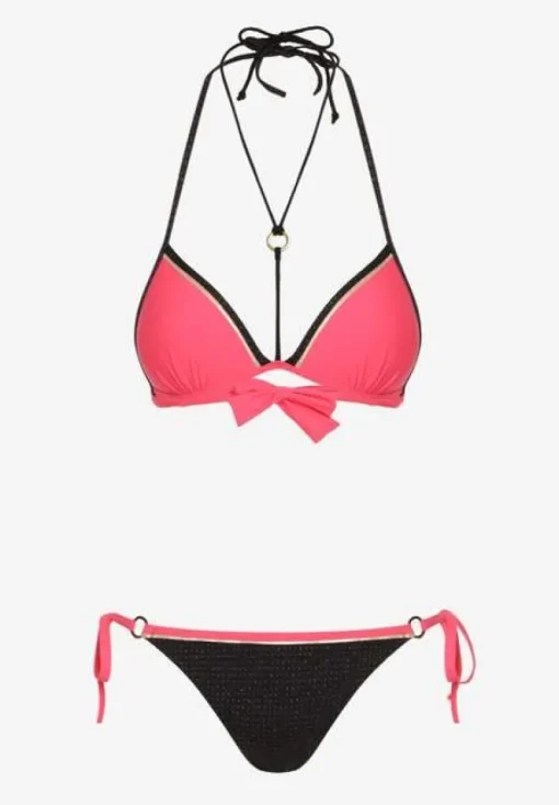 Fuksjowe Bikini Dwuczęściowe Wiązany Biustonosz i Figi ze Sznurkami Lutella